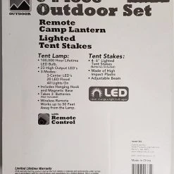 ATAK Outdoor ATAK 5-Piece Outdoor Lighted Tent Stake Set With Remote 382