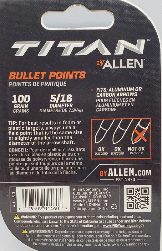 Allen Titan Bullet Points 12pk 1460 5 Allen Titan Bullet Points 12pk 1460