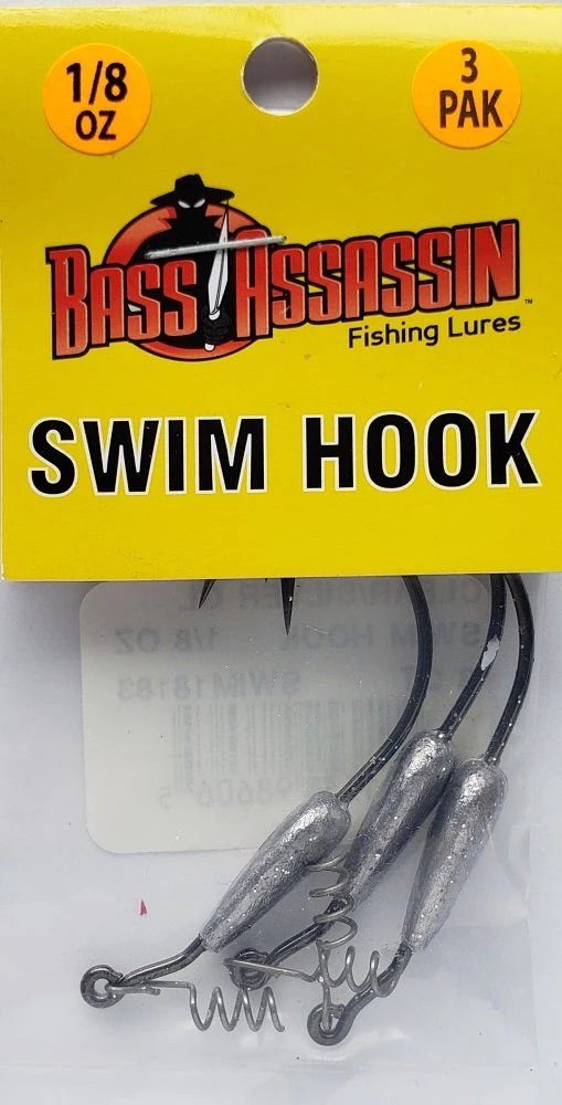 Bass Assassin Swim Hook Clear/Silver 1/8oz 3pk 3 Bass Assassin Swim Hook Clear/Silver 1/8oz 3pk