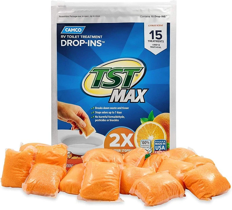 Camco RV Toilet Treatment Drop-ins TST Max 15pk 41189 3 Camco RV Toilet Treatment Drop-ins TST Max 15pk 41189