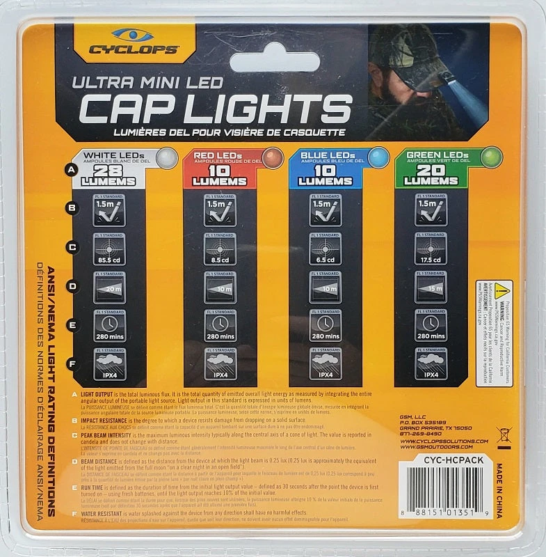 Cyclops Ultra Mini LED Cap Lights CYC-HCPACK 6 Cyclops Ultra Mini LED Cap Lights CYC-HCPACK