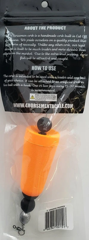 Floats & Corks Four Horsemen Tackle Concave Popper Cork Orange 3" 1pk 5 Floats & Corks Four Horsemen Tackle Concave Popper Cork Orange 3" 1pk
