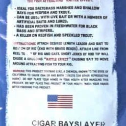 Comal Bay Slayer Cigar Rattle Float 3" Green 7 Comal Bay Slayer Cigar Rattle Float 3