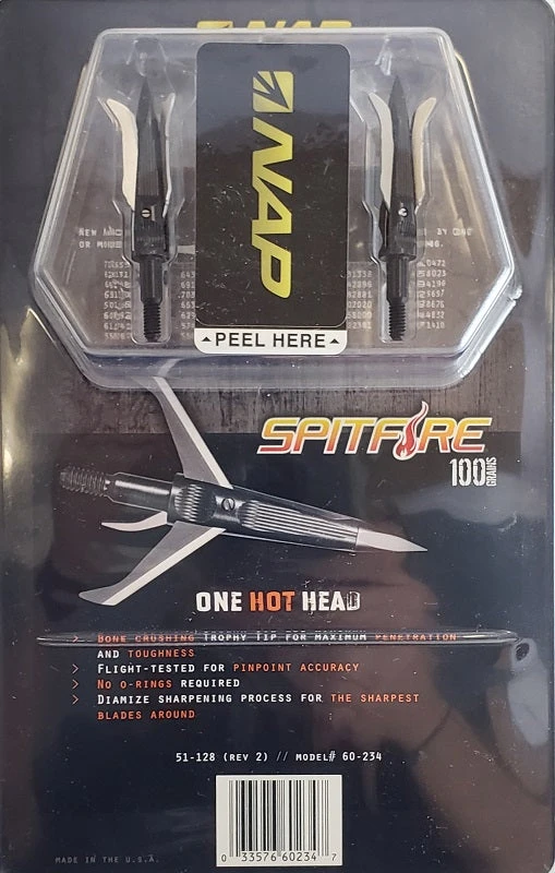New Archery NAP Spitfire Broadheads 100 Grains 3-Pack 60-234 5 New Archery NAP Spitfire Broadheads 100 Grains 3-Pack 60-234
