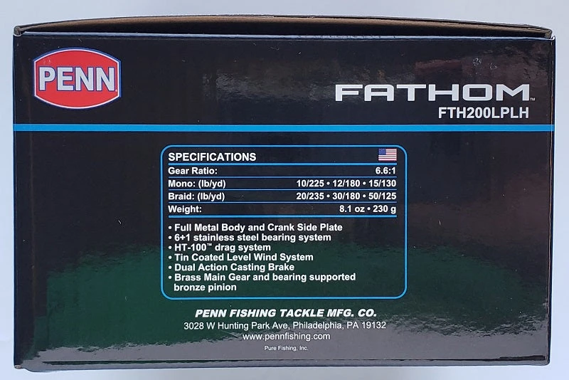 Penn Fathom Low Profile Baitcast Reel FTH200LPLH 6 Penn Fathom Low Profile Baitcast Reel FTH200LPLH
