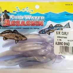 SaltWater Assassin Curly Tail Albino Shad 4" 10pk Lures & Bait