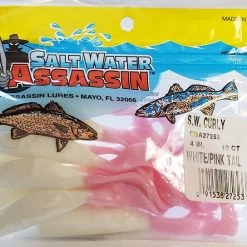 SaltWater Assassin Curly Tail White/Pink 4" 10pk