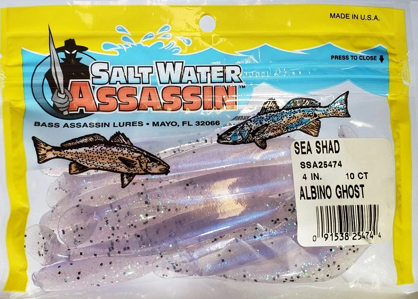 SaltWater Assassin Sea Shad Albino Ghost 4" 10pk Lures & Bait 4 SaltWater Assassin Sea Shad Albino Ghost 4" 10pk Lures & Bait