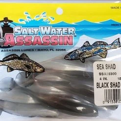 SaltWater Assassin Sea Shad Black Shad 4" 10pk Lures & Bait