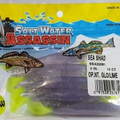 SaltWater Assassin Sea Shad Opening Night/Glow Limereuse 4" 10pk