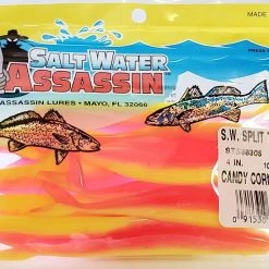 SaltWater Assassin Split Tail Candy Corn 4" 10pk Lures & Bait