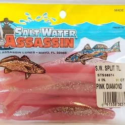 Lures & Bait SaltWater Assassin Split Tail Pink Diamond 4" 10pk 5 Lures & Bait SaltWater Assassin Split Tail Pink Diamond 4