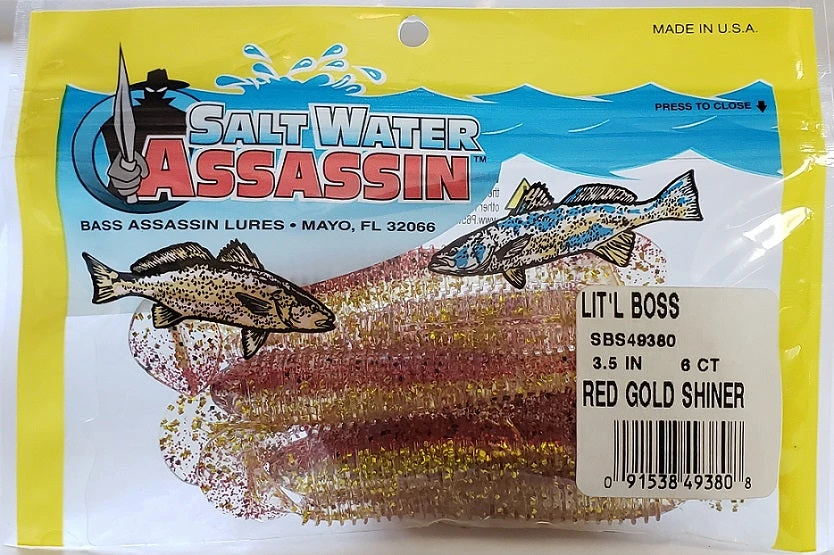 SaltWater Assassin Lit'l Boss Red Gold Shiner 3-1/2" 6ct 4 SaltWater Assassin Lit'l Boss Red Gold Shiner 3-1/2" 6ct