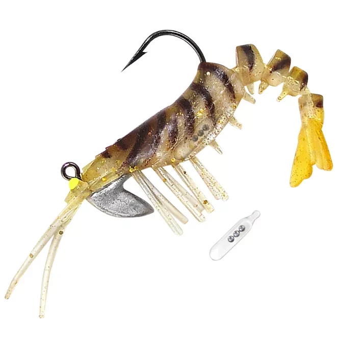 Vudu Rattling Shrimp Golden Tiger 3-1/2" 2pk 3 Vudu Rattling Shrimp Golden Tiger 3-1/2" 2pk